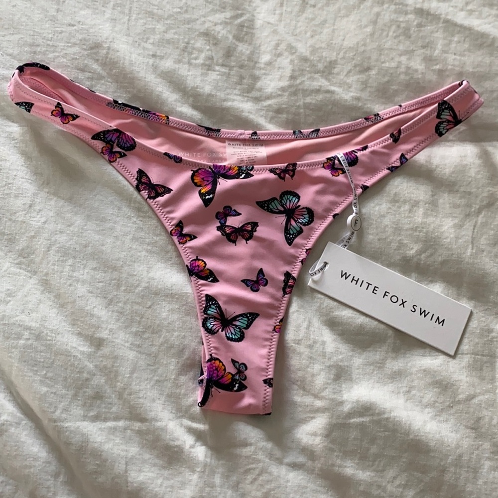 white fox butterfly bikini Brazilian bottoms